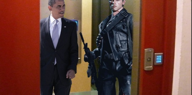 homme armé avec Obama